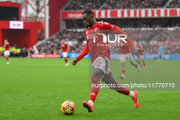 Callum Hudson-Odoi of Nottingham Forest is in action during the Premier League match between Nottingham Forest and Newcastle United at the C...