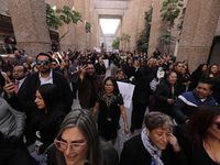 Judicial Branch workers participate in a ceremony to bid farewell to judges and magistrates who resign from voting to keep their posts at th...