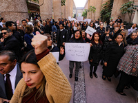 Judicial Branch workers participate in a ceremony to bid farewell to judges and magistrates who resign from voting to keep their posts at th...