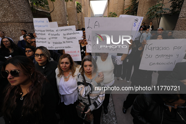 Judicial Branch workers participate in a ceremony to bid farewell to judges and magistrates who resign from voting to keep their posts at th...