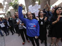 Judicial Branch workers participate in a ceremony to bid farewell to judges and magistrates who resign from voting to keep their posts at th...