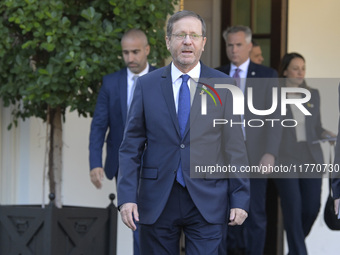 Israel President Isaac Herzog holds a press conference after his meeting with US President Joe Biden in Washington DC, USA, on November 12,...