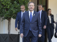 Israel President Isaac Herzog holds a press conference after his meeting with US President Joe Biden in Washington DC, USA, on November 12,...