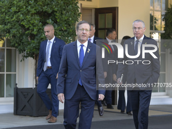 Israel President Isaac Herzog holds a press conference after his meeting with US President Joe Biden in Washington DC, USA, on November 12,...