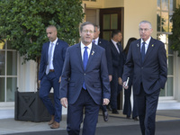 Israel President Isaac Herzog holds a press conference after his meeting with US President Joe Biden in Washington DC, USA, on November 12,...