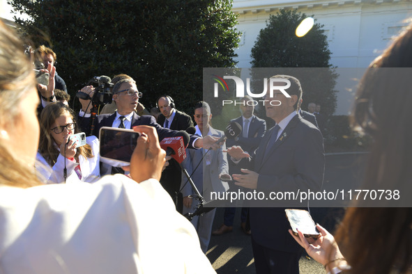 Israel President Isaac Herzog holds a press conference after his meeting with US President Joe Biden in Washington DC, USA, on November 12,...