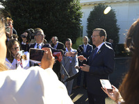 Israel President Isaac Herzog holds a press conference after his meeting with US President Joe Biden in Washington DC, USA, on November 12,...