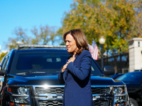 Vice President Harris returns to the White House for the first time since the election, where she is greeted by hundreds of White House staf...