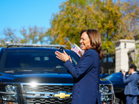 Vice President Harris returns to the White House for the first time since the election, where she is greeted by hundreds of White House staf...