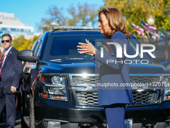 Vice President Harris returns to the White House for the first time since the election, where she is greeted by hundreds of White House staf...