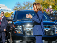 Vice President Harris returns to the White House for the first time since the election, where she is greeted by hundreds of White House staf...