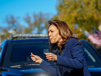 Vice President Harris returns to the White House for the first time since the election, where she is greeted by hundreds of White House staf...