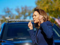 Vice President Harris returns to the White House for the first time since the election, where she is greeted by hundreds of White House staf...