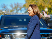 Vice President Harris returns to the White House for the first time since the election, where she is greeted by hundreds of White House staf...