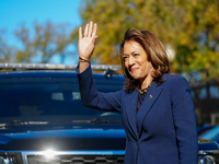 Vice President Harris returns to the White House for the first time since the election, where she is greeted by hundreds of White House staf...