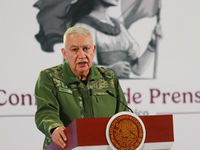 Ricardo Trevilla Trejo, Secretary of National Defense, speaks during a briefing at the National Palace in Mexico City, Mexico, on November 1...