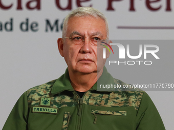 Ricardo Trevilla Trejo, Secretary of National Defense, speaks during a briefing at the National Palace in Mexico City, Mexico, on November 1...