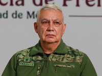 Ricardo Trevilla Trejo, Secretary of National Defense, speaks during a briefing at the National Palace in Mexico City, Mexico, on November 1...