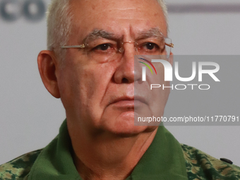 Ricardo Trevilla Trejo, Secretary of National Defense, speaks during a briefing at the National Palace in Mexico City, Mexico, on November 1...