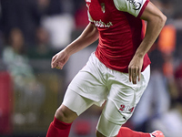 Amine El Ouazzani of SC Braga is in action during the Liga Portugal Betclic match between SC Braga and Sporting CP at Estadio Municipal de B...