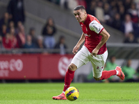 Amine El Ouazzani of SC Braga is in action during the Liga Portugal Betclic match between SC Braga and Sporting CP at Estadio Municipal de B...