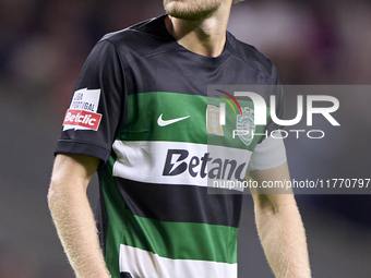 Morten Hjulmand of Sporting CP looks on during the Liga Portugal Betclic match between SC Braga and Sporting CP at Estadio Municipal de Brag...