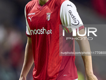 Amine El Ouazzani of SC Braga looks on during the Liga Portugal Betclic match between SC Braga and Sporting CP at Estadio Municipal de Braga...