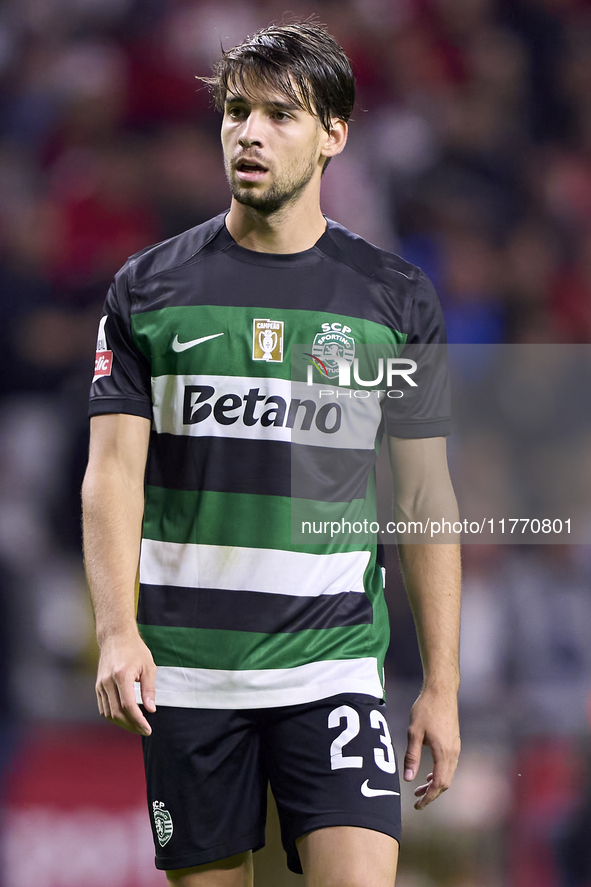 Daniel Braganca of Sporting CP looks on during the Liga Portugal Betclic match between SC Braga and Sporting CP at Estadio Municipal de Brag...