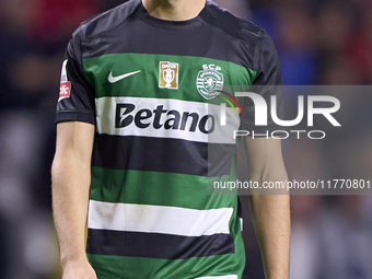 Daniel Braganca of Sporting CP looks on during the Liga Portugal Betclic match between SC Braga and Sporting CP at Estadio Municipal de Brag...