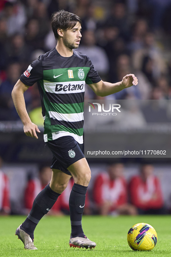 Daniel Braganca of Sporting CP is in action during the Liga Portugal Betclic match between SC Braga and Sporting CP at Estadio Municipal de...