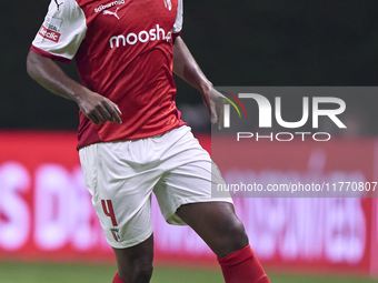 Sikou Niakate of SC Braga is in action during the Liga Portugal Betclic match between SC Braga and Sporting CP at Estadio Municipal de Braga...