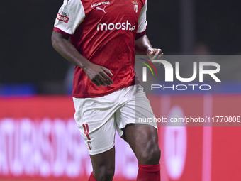 Sikou Niakate of SC Braga is in action during the Liga Portugal Betclic match between SC Braga and Sporting CP at Estadio Municipal de Braga...