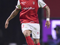 Joao Ferreira of SC Braga is in action during the Liga Portugal Betclic match between SC Braga and Sporting CP at Estadio Municipal de Braga...