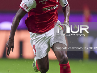 Sikou Niakate of SC Braga is in action during the Liga Portugal Betclic match between SC Braga and Sporting CP at Estadio Municipal de Braga...