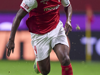 Sikou Niakate of SC Braga is in action during the Liga Portugal Betclic match between SC Braga and Sporting CP at Estadio Municipal de Braga...