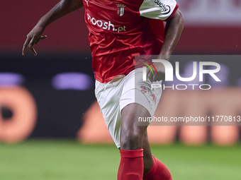 Sikou Niakate of SC Braga is in action during the Liga Portugal Betclic match between SC Braga and Sporting CP at Estadio Municipal de Braga...