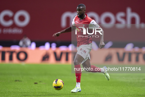 Sikou Niakate of SC Braga is in action during the Liga Portugal Betclic match between SC Braga and Sporting CP at Estadio Municipal de Braga...