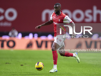 Sikou Niakate of SC Braga is in action during the Liga Portugal Betclic match between SC Braga and Sporting CP at Estadio Municipal de Braga...