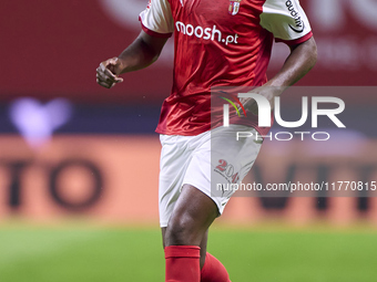 Sikou Niakate of SC Braga is in action during the Liga Portugal Betclic match between SC Braga and Sporting CP at Estadio Municipal de Braga...