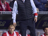 Carlos Carvalhal, Head Coach of SC Braga, reacts during the Liga Portugal Betclic match between SC Braga and Sporting CP at Estadio Municipa...