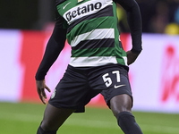 Geovany Quenda of Sporting CP is in action during the Liga Portugal Betclic match between SC Braga and Sporting CP at Estadio Municipal de B...