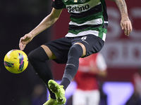 Zeno Debast of Sporting CP is in action during the Liga Portugal Betclic match between SC Braga and Sporting CP at Estadio Municipal de Brag...