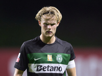 Morten Hjulmand of Sporting CP looks on during the Liga Portugal Betclic match between SC Braga and Sporting CP at Estadio Municipal de Brag...