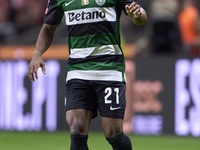 Geny Catamo of Sporting CP is in action during the Liga Portugal Betclic match between SC Braga and Sporting CP at Estadio Municipal de Brag...