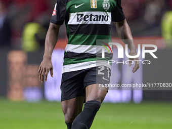 Geny Catamo of Sporting CP is in action during the Liga Portugal Betclic match between SC Braga and Sporting CP at Estadio Municipal de Brag...