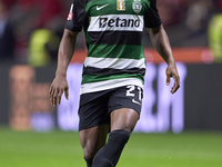 Geny Catamo of Sporting CP is in action during the Liga Portugal Betclic match between SC Braga and Sporting CP at Estadio Municipal de Brag...