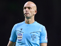 Referee Luis Godinho looks on during the Liga Portugal Betclic match between SC Braga and Sporting CP at Estadio Municipal de Braga in Braga...