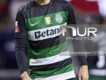 Francisco Trincao of Sporting CP looks on during the Liga Portugal Betclic match between SC Braga and Sporting CP at Estadio Municipal de Br...