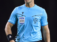 Referee Luis Godinho reacts during the Liga Portugal Betclic match between SC Braga and Sporting CP at Estadio Municipal de Braga in Braga,...