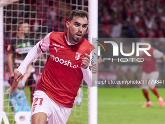 Ricardo Horta of SC Braga celebrates after scoring his team's first goal during the Liga Portugal Betclic match between SC Braga and Sportin...